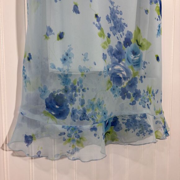 Vintage My Michelle Womens Y2K Fairy Floral Midi Dress Size 11/12 Blue Romantic - Picture 4 of 13